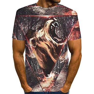 Men daily sports official large size T-shirt, animal print, short sleeves