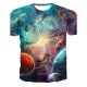 Men Daily T-Shirt, Galaxy Printed Round Neck, Short Sleeve