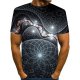 Men fashion, exaggerated T-shirt, color matching, 3D, patterned print crew neck, short sleeves