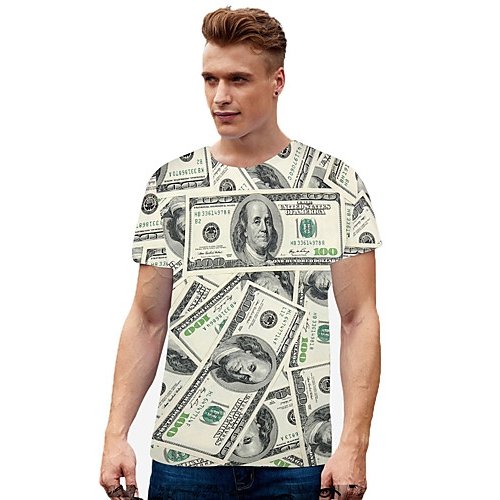 Men daily wear T-shirt, graphic round neck, short sleeves