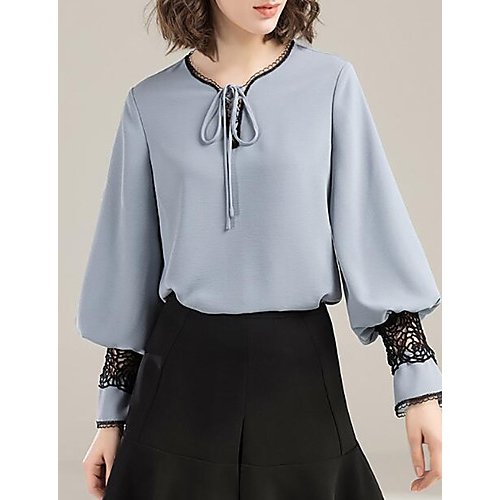 Women tourism basic shirt, solid color lace