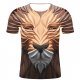 Men activities, party casual fashion, exaggerated large size cotton T-shirt, stripes, 3D, animal print round neck