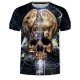 Men casual basic T-shirt, animal print round neck, short sleeves