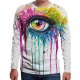 Men everyday wear holiday t-shirt, color block, 3D, cartoon print round neck, long sleeves