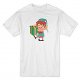 Cute elf holding Christmas gift graphic white men's T-shirt