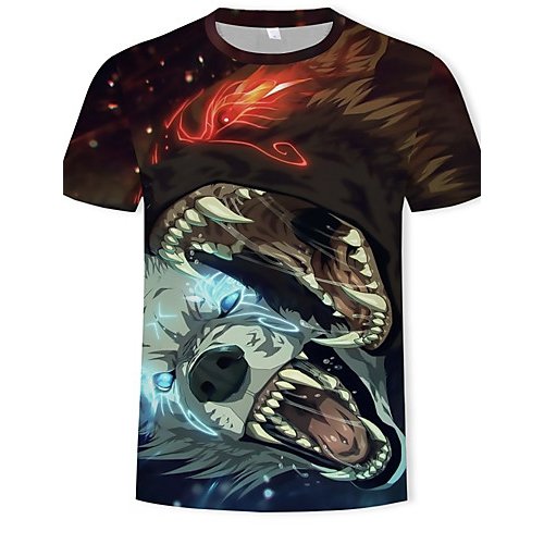 Men Casual Basic T-Shirt, Animal Printed Round Neck, Short Sleeve