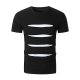 Men casual base cotton T-shirt, solid color, colorblock patchwork round neck, short sleeves