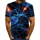 Men daily clothing chic, T-shirt, color block, 3D, graphic print round neck, short sleeves