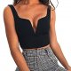 Women's sexy deep cut sleeveless blouse shirt jacket