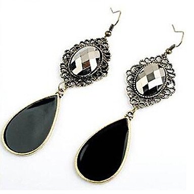 Female zircon earrings, zircon drop, black applicable