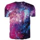 Men daily basic slim T-shirt, Galaxy print crew neck, short sleeves