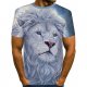 Men fashion, T-shirt, color block, 3D, animal print round neck, short sleeves