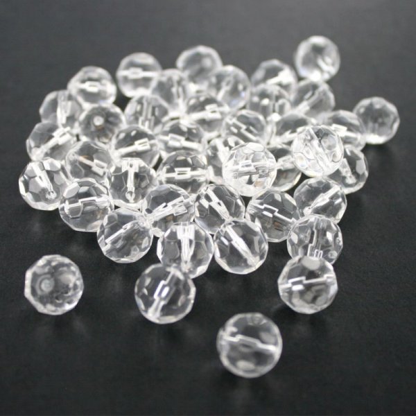 Crystal faces engraved circular transparent beads 2 mm