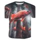 Men basic slim t-shirt, 3D, animal round neck