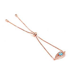 Evil eye paving stones with an adjustable chain Bracelet Micro Hand