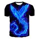 Men large size T-shirt, 3D, animal, print round neck