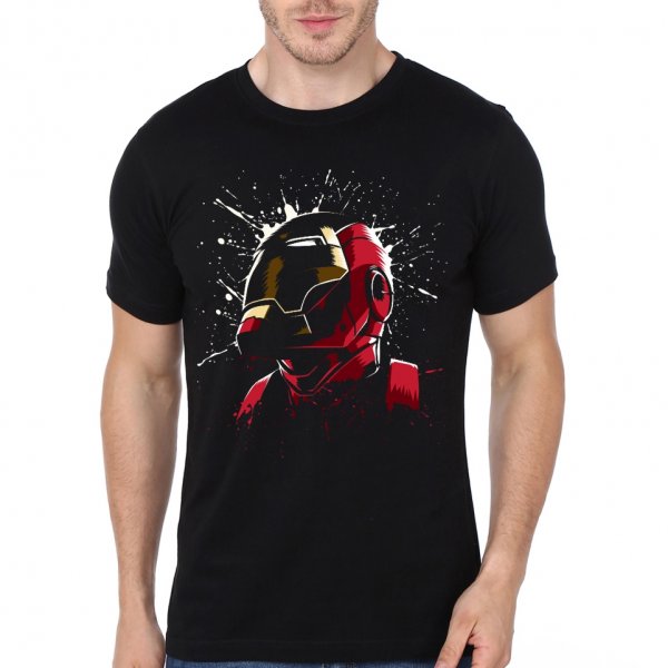 Iron Man face black T-shirt