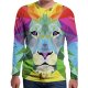 Men everyday wear holiday t-shirt, 3D, animal, printed crew neck, long sleeves