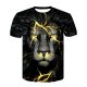 Men Daily Basic, Fashion T-Shirt, Animal Lion, Printed Round Collar, Short Sleeve