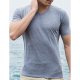 Men daily basic T-shirt, solid color V-neck, short sleeves