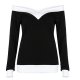 Women Off Shoulder Long Sleeve Off Shoulder T-Shirt Pullover Patchwork Shirt Top