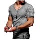 Men T-Shirt, Solid Color Round Collar