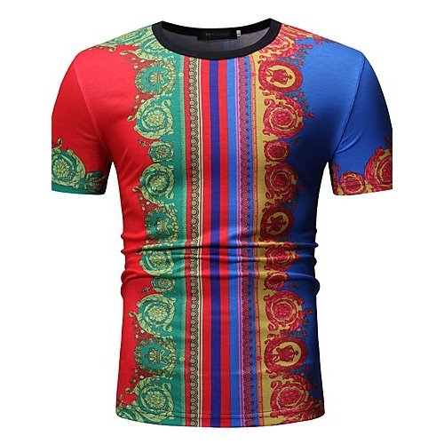 Men T-shirt, printed shirt collar