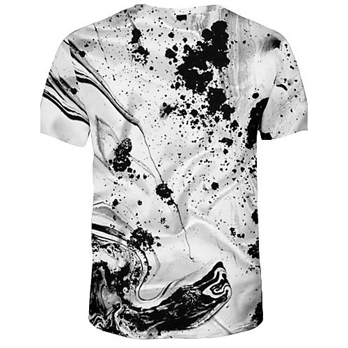 Men large size cotton T-shirt print round neck