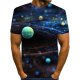 Men everyday fashion, exaggerated T-shirt, Galaxy, 3D, patterned print crew neck, short sleeves