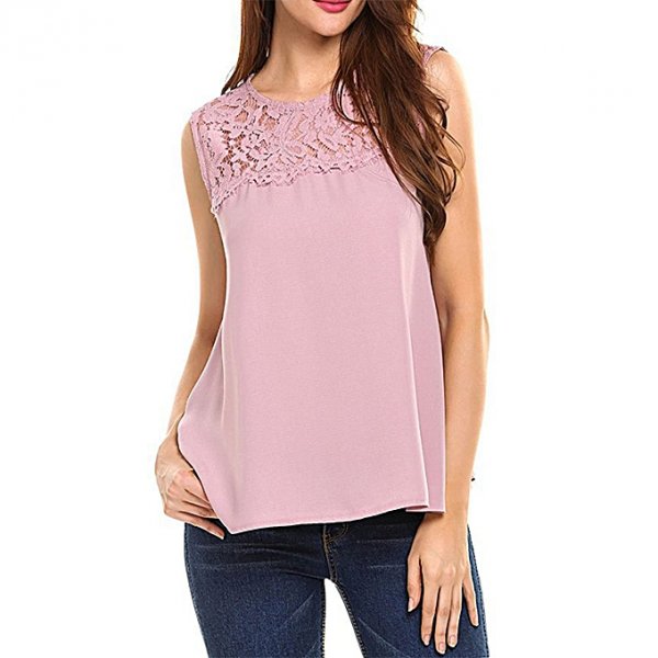 Women fashion elegant lace vest hollow simple sleeveless vest tops