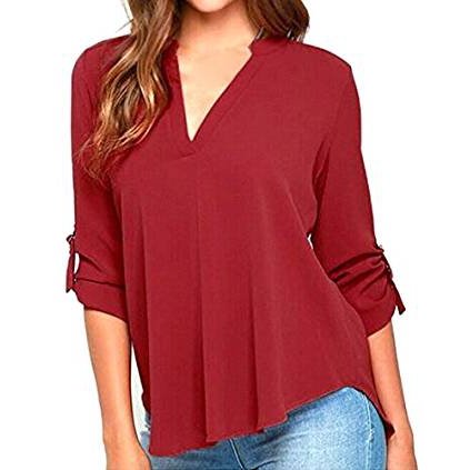 Large size women's casual solid chiffon shirt T-shirt