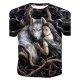 Men cotton T-shirt, animal, portrait print round neck