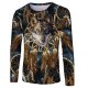 Men casual, daily basic, fashion T-shirt, color block, 3D, animal print round neck, long sleeves