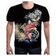 Men festive rock, exaggerated T-shirt, solid color, color matching, camouflage stitching V-neck, short sleeves