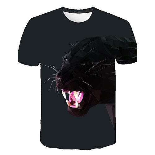 Men T-shirt, 3D, animal, print round neck