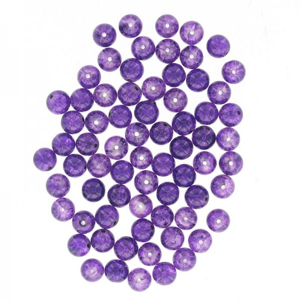 Purple crackle glass beads