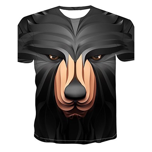 Men T-shirt, 3D, animal print round neck