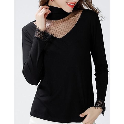 Slim women go out T-shirts, solid color turtleneck