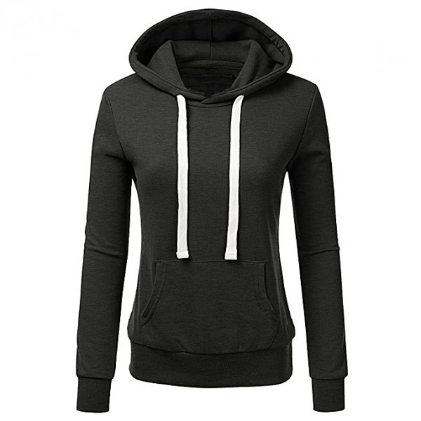 Women solid light pullover hooded sweatshirt shirt top