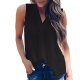 Women Sexy Solid V-Neck Sleeveless Irregular Hem Tank Chiffon Top Vest Top