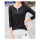 Women's T-shirt, V-neck solid color