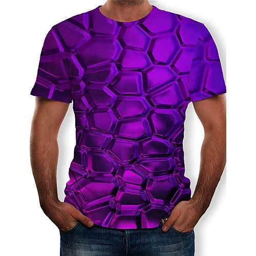 Men daily T-shirt, 3D printed round neck, short sleeves