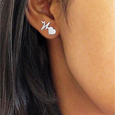 Female Stud Earrings Heart Rate Heartbeat Female Earrings Jewelry Alloy