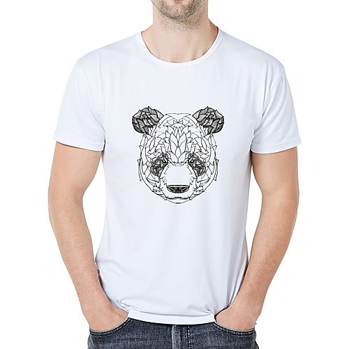 Men casual, everyday sports and leisure business, retro slim T-shirt, graphics, animal, printed crew neck, short sleeves