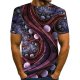 Men everyday fashion, exaggerated T-shirt, color matching, 3D, patterned print crew neck, short sleeves