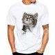 Men daily fashion large size T-shirt, 3D, animal cat, printed round neck, short sleeves