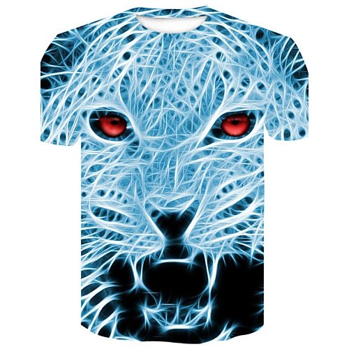 Men everyday fashion, punk & Gothic large size T-shirt, 3D, animal print round neck, short sleeves