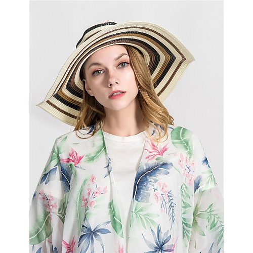 Women basic straw straw hat print