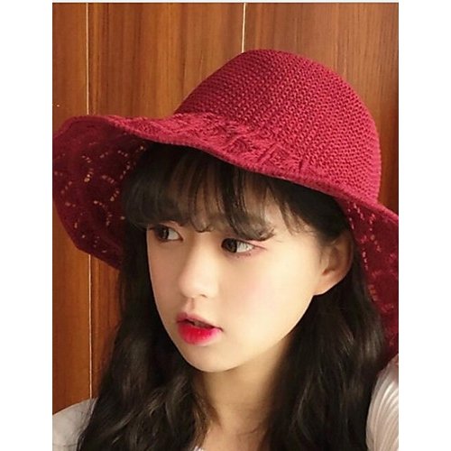 Female cute polyester soft hat sun hat, solid color