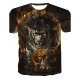 Men T-shirt, 3D, animal, print round neck